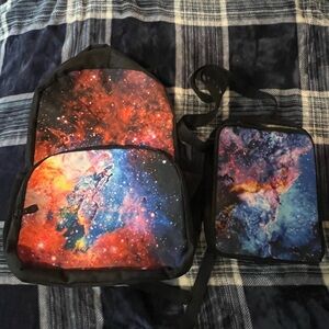 Galaxy Print Backpack and lunchbox Set